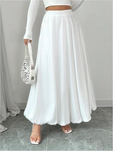 GORGLITTER Women's Flowy Ruffle Maxi Skirt High Waisted Elegant Going Out A Line Skirts in Saudi Arabia