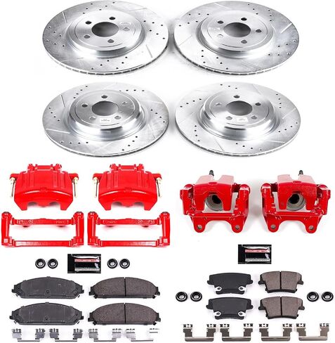 Power Stop KC5468 Z23 Evolution Sport Brake Kit with Powder Coated Calipers Brake Pads, Drilled and Slotted Rotors For 2006-2008 Dodge Ram 1500 Mega Cab | 2003-2008 Ram 2500 3500 in Saudi Arabia