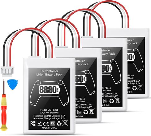 2 Packs PS5 Controller Battery, 8880mWh High Capacity PS5 Controller Battery Replacement, Reliable PS5 Battery, PS5 Battery Pack for Extended Gaming, PS5 Rechargeable Battery Pack in Kuwait