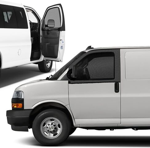 Magnetic Window Screens Customized for 1996-2025 Chevrolet Express/GMC Savana, Front Door Bug Mesh (Pair), Keeps Bugs Out Magnetic Bug Mesh, Easy to Install in Kuwait