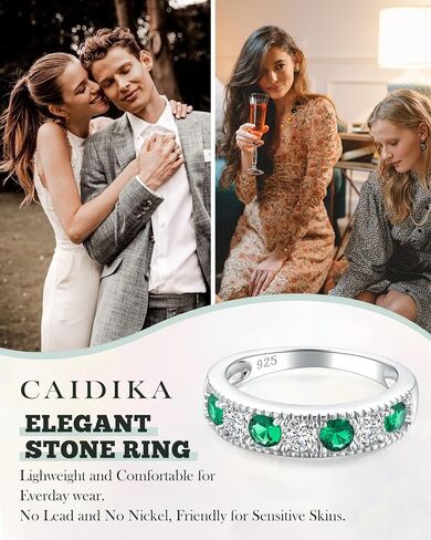 925 Sterling Silver 4.8mm Ring Band Band for Women Men التي تم إنشاؤها eMerald/Ruby/sapphire/Aquamarine‌/Amethyst‌ و Cubic Zircon Wedding Beatherity Bands (مع مربع الهدايا) in Kuwait
