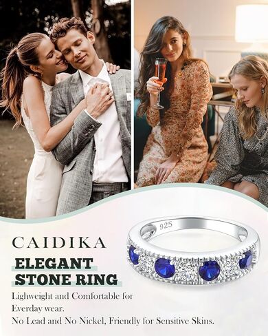 925 Sterling Silver 4.8mm Ring Band Band for Women Men التي تم إنشاؤها eMerald/Ruby/sapphire/Aquamarine‌/Amethyst‌ و Cubic Zircon Wedding Beatherity Bands (مع مربع الهدايا) in Kuwait