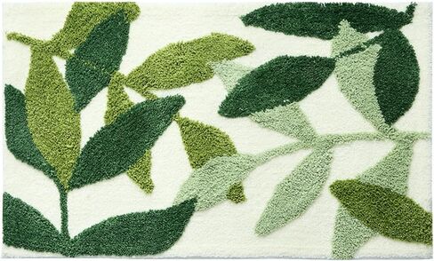 Leaves Bath Mats Bathroom Rugs Non-Slip Soft Microfiber Absorbent Machine Washable Entrance Doormat Bathroom Tub 17.5 X 25.5 Inches, Green in Saudi Arabia