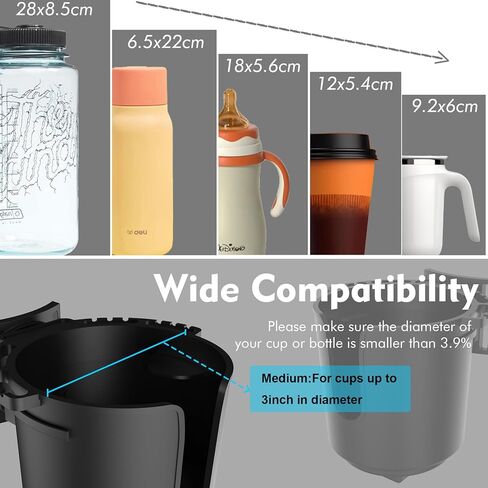 Wheelchair Cup Holder with Multi-Angle Adjustment and Multi-Function Bracket, Designed Cup Holder for Bottle with Handle, Cup Holder for Rollator, Stroller, Camper, Golf cart (Black, Large) in Kuwait