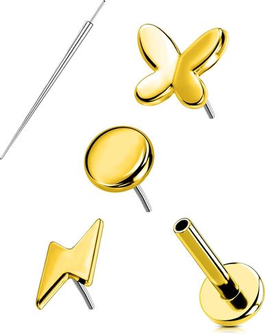 OUFER Helix Cartilage Piercing Jewelry, G23 Titanium Threadless Flat Back Earrings Stud, 16G Titanium Push Pin Labret Lip Tragus Medusa Conch Piercing Jewelry Hypoallergenic for Women Men in Saudi Arabia