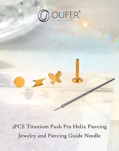 OUFER Helix Cartilage Piercing Jewelry, G23 Titanium Threadless Flat Back Earrings Stud, 16G Titanium Push Pin Labret Lip Tragus Medusa Conch Piercing Jewelry Hypoallergenic for Women Men in Saudi Arabia