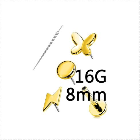 OUFER Helix Cartilage Piercing Jewelry, G23 Titanium Threadless Flat Back Earrings Stud, 16G Titanium Push Pin Labret Lip Tragus Medusa Conch Piercing Jewelry Hypoallergenic for Women Men in Saudi Arabia