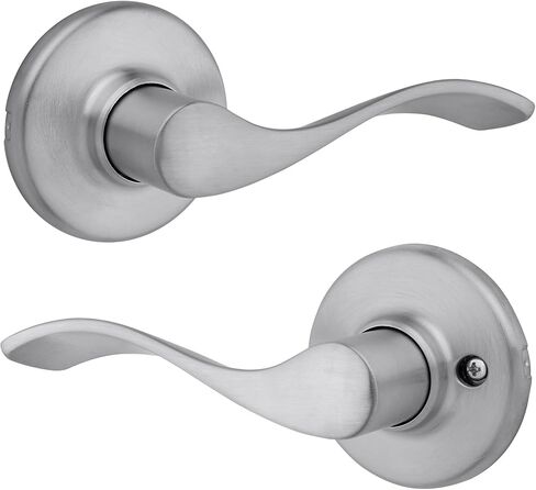 مقبض باب الخصوصية الداخلي من kwikset Balboa مع قفل، ورافعة باب للحمام وغرفة النوم، قفل دوران بدون مفتاح قابل للعكس من النيكل الساتان، مع حماية من الميكروبان in Kuwait