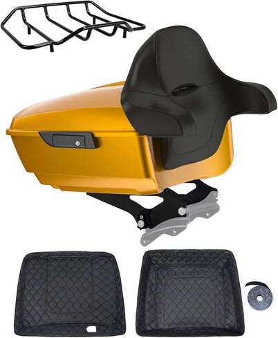Advanblack Vivid Black King Tour Pack Trunk+Wrap-around Backrest Pad+Top Luggage Rack+Black Trunk Pak Liners Fit for 09-Later Harley Touring, Road Glide, Street Glide Special, Electra Glide in Saudi Arabia