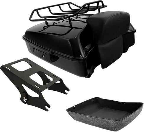 TCMT Chopped Tour Pack Black Latches Trunk Backrest Pad 2 Up Mount Rack Fit For Harley Tour Pak Touring CVO Road King Road Glide Street Glide Electra Glide 2014-2025 in Saudi Arabia
