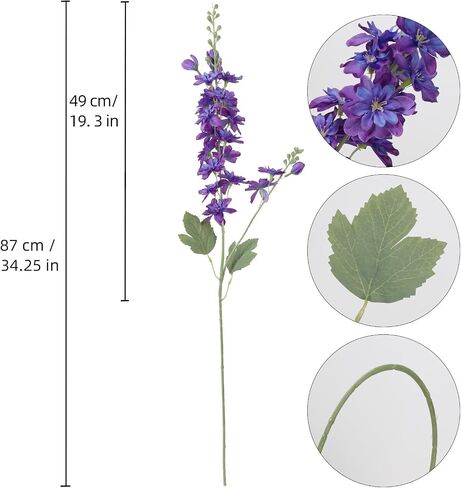6PCS White Artificial Delphinium Flowers 33" Long Stems White Flowers Larkspur Silk Flowers for Tall Vase White Fake Flowers for Wedding Centerpieces for Home Decor Indoor (White) in Saudi Arabia
