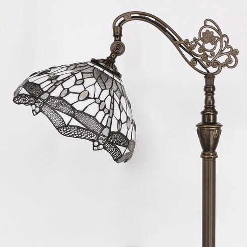 Tiffany Floor Lamp Stained Glass Lamp 18.88X12X67 Inch Angle Adjustable Arched Gooseneck Antique Reading Light (Amber Yellow Dragonfly) in Saudi Arabia