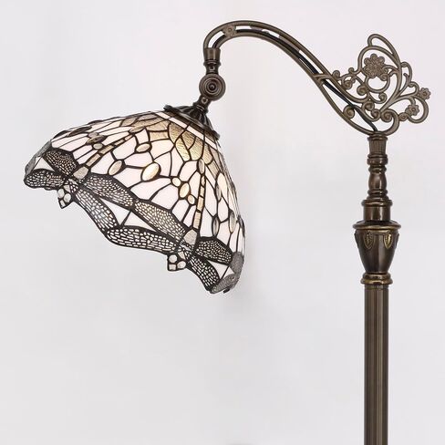 Tiffany Floor Lamp Stained Glass Lamp 18.88X12X67 Inch Angle Adjustable Arched Gooseneck Antique Reading Light (Amber Yellow Dragonfly) in Saudi Arabia