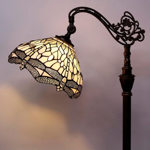Tiffany Floor Lamp Stained Glass Lamp 18.88X12X67 Inch Angle Adjustable Arched Gooseneck Antique Reading Light (Amber Yellow Dragonfly) in Saudi Arabia