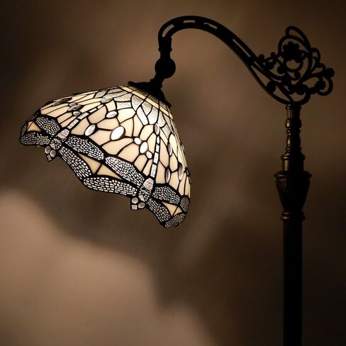Tiffany Floor Lamp Stained Glass Lamp 18.88X12X67 Inch Angle Adjustable Arched Gooseneck Antique Reading Light (Amber Yellow Dragonfly) in Saudi Arabia