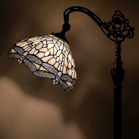 Tiffany Floor Lamp Stained Glass Lamp 18.88X12X67 Inch Angle Adjustable Arched Gooseneck Antique Reading Light (Amber Yellow Dragonfly) in Saudi Arabia