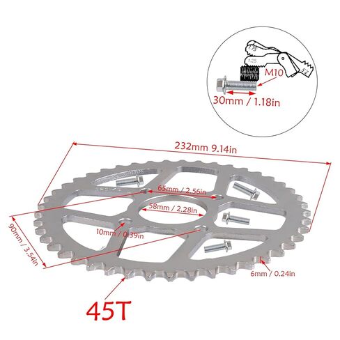 45 Tooth Rear Chain Sprocket ID 58mm with 4 Bolts for 520 Chain 110CC 125CC 150CC 200CC 250CC Pit Dirt Bike ATV UTV Buggy Quad Bike Motorcycle Go Kart in Kuwait