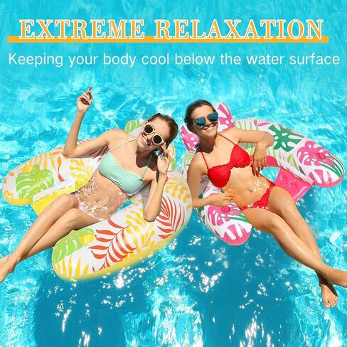 2 Pack Inflatable Pool Float Chair Adult, Pool Chairs with Cup Holders Backrest, Portable Lounge Floaties for Swimming Pool Summer Toy Floaties Beach Party Floaty for Adult (Stylish Style) in Saudi Arabia
