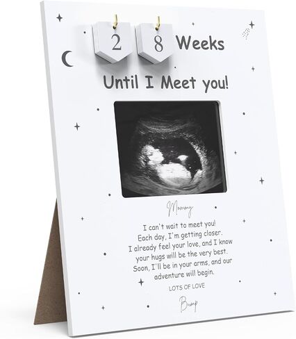 Sonogram Picture Frame Countdown Weeks For Dad - Pregnancy Announcements Ideas Sign - Standard 4"x3" Ultrasound Photo - Gender Reveal Gifts For Husband Father - New Expecting Parents to Be Keepsake in Kuwait
