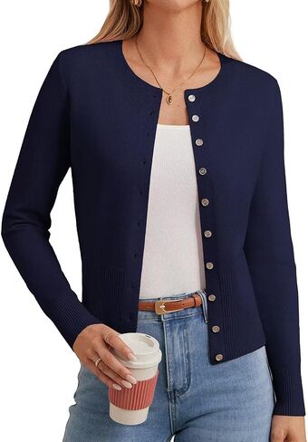GRACE KARIN Women's Long Sleeve Lightweight Cardigan Sweater Button Up Soft Knit Casual Cropped Sweater Bolero Shrug 2025 in Saudi Arabia