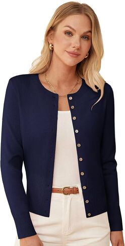 GRACE KARIN Women's Long Sleeve Lightweight Cardigan Sweater Button Up Soft Knit Casual Cropped Sweater Bolero Shrug 2025 in Saudi Arabia