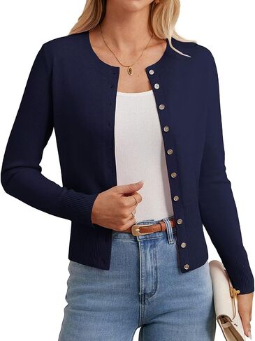 GRACE KARIN Women's Long Sleeve Lightweight Cardigan Sweater Button Up Soft Knit Casual Cropped Sweater Bolero Shrug 2025 in Saudi Arabia