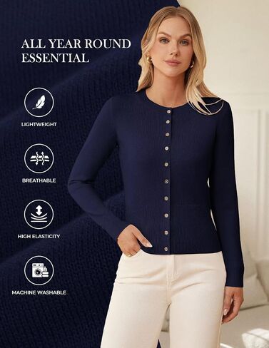GRACE KARIN Women's Long Sleeve Lightweight Cardigan Sweater Button Up Soft Knit Casual Cropped Sweater Bolero Shrug 2025 in Saudi Arabia