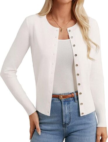GRACE KARIN Women's Long Sleeve Lightweight Cardigan Sweater Button Up Soft Knit Casual Cropped Sweater Bolero Shrug 2025 in Saudi Arabia