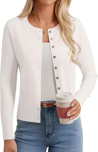 GRACE KARIN Women's Long Sleeve Lightweight Cardigan Sweater Button Up Soft Knit Casual Cropped Sweater Bolero Shrug 2025 in Saudi Arabia