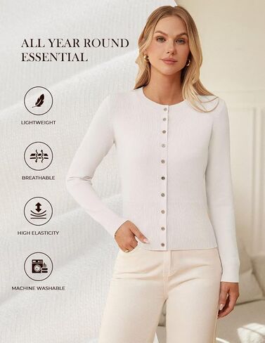 GRACE KARIN Women's Long Sleeve Lightweight Cardigan Sweater Button Up Soft Knit Casual Cropped Sweater Bolero Shrug 2025 in Saudi Arabia