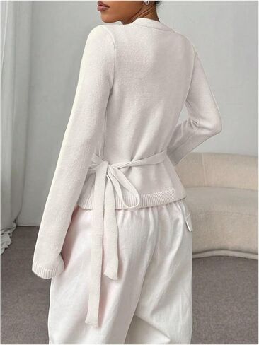 Verdusa Women's V Neck Writ Tie Steprids Cardigan Subtics in Kuwait