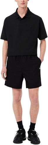 Lacoste Men's Relaxed Fit Cotton Poplin Elasticated Shorts, Black, Small in Saudi Arabia