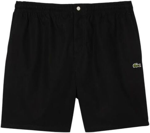 Lacoste Men's Relaxed Fit Cotton Poplin Elasticated Shorts, Black, Small in Saudi Arabia