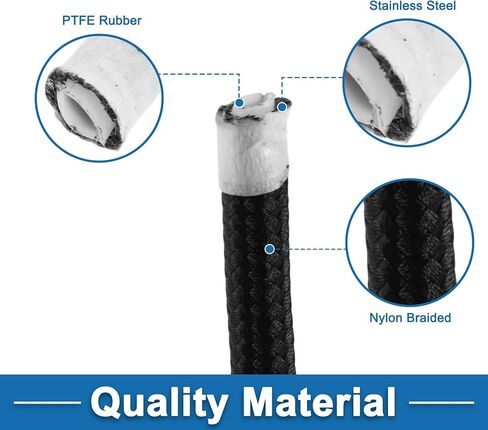 خرطوم خط الوقود AN4 4AN 12 قدمًا خراطيم خرطوم السيارات خرطوم الوقود PTFE المطاط ، الفولاذ المقاوم للصدأ ، نايلون مضفر أسود 1 PCS in Saudi Arabia