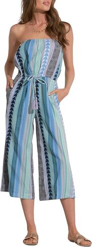 ELAN Women's Caro Strapless Tie-Waist Wide Leg Culotte Jumpsuit in Saudi Arabia