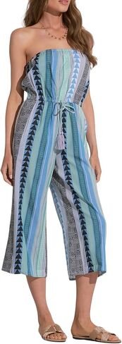 ELAN Women's Caro Strapless Tie-Waist Wide Leg Culotte Jumpsuit in Saudi Arabia