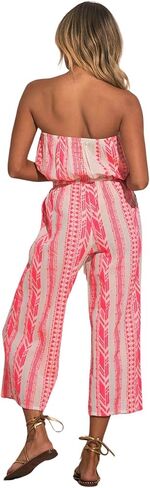 ELAN Women's Caro Strapless Tie-Waist Wide Leg Culotte Jumpsuit in Saudi Arabia