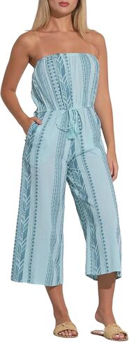 ELAN Women's Caro Strapless Tie-Waist Wide Leg Culotte Jumpsuit in Saudi Arabia
