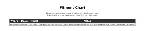 محرك Rocker Arm Shaft End Clop متوافق مع Mercury Monterey 1974 1973 1972 1971 1970 1969 1968 1967 1966 1965 1964 1963 1962 1960 1959 1958 P-1486350 in Saudi Arabia