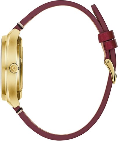 Bulova Men's Frank Lloyd Wright Automatic Automatic "Usonia" Gold Gold Stainless Steel and Burgundy Leather Strap Watch ، 3-Hand Quartz Style: 97A192 in Saudi Arabia