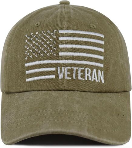 American Flag Veteran Hat for Men Women, Funny Adjustable Cotton Embroidered USA Army Military Baseball Cap in Kuwait