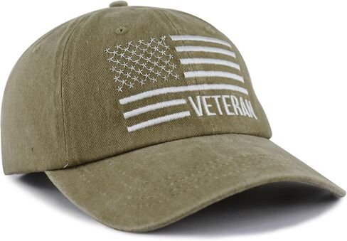 American Flag Veteran Hat for Men Women, Funny Adjustable Cotton Embroidered USA Army Military Baseball Cap in Kuwait