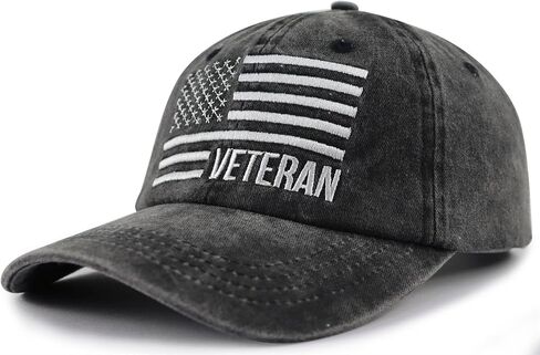 American Flag Veteran Hat for Men Women, Funny Adjustable Cotton Embroidered USA Army Military Baseball Cap in Kuwait