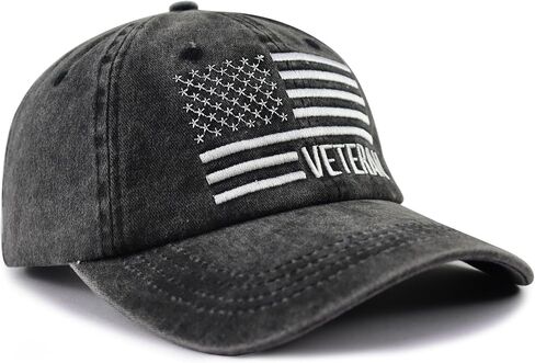 American Flag Veteran Hat for Men Women, Funny Adjustable Cotton Embroidered USA Army Military Baseball Cap in Kuwait