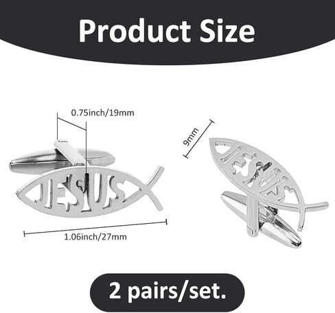 Superfindings 4pcs 304 أزرار أكمام من الفولاذ المقاوم للصدأ ظهورها الأسماك الأغطية الكارتون الأسماك السمكة السود in Kuwait