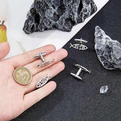 Superfindings 4pcs 304 أزرار أكمام من الفولاذ المقاوم للصدأ ظهورها الأسماك الأغطية الكارتون الأسماك السمكة السود in Kuwait