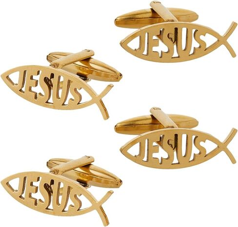 SUPERFINDINGS 4Pcs 304 Stainless Steel Cufflinks Backs Fish Cufflink Cartoon Fish Cufflinks Black Initial Christian Jewelry for Coat Shirt Suit Gift Father Husband in Saudi Arabia