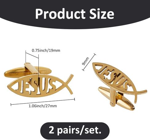 SUPERFINDINGS 4Pcs 304 Stainless Steel Cufflinks Backs Fish Cufflink Cartoon Fish Cufflinks Black Initial Christian Jewelry for Coat Shirt Suit Gift Father Husband in Saudi Arabia