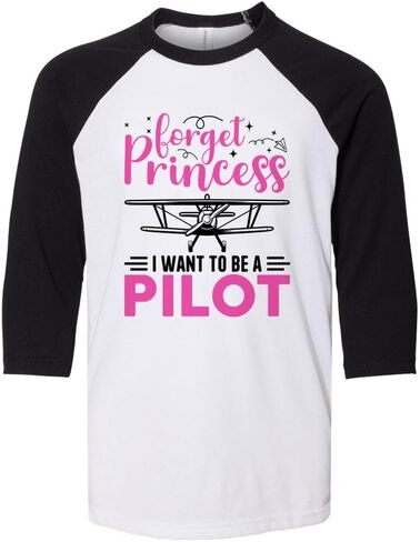 Forget Princess, I Want to be a Pilot Kids Three-Quarter Raglan Sleeve Baseball Shirt Youth in Saudi Arabia