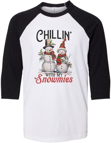 Vintage Chillin' with My Snowmies Kids Three-Quarter Raglan Sleeve Baseball Shirt Youth in Saudi Arabia